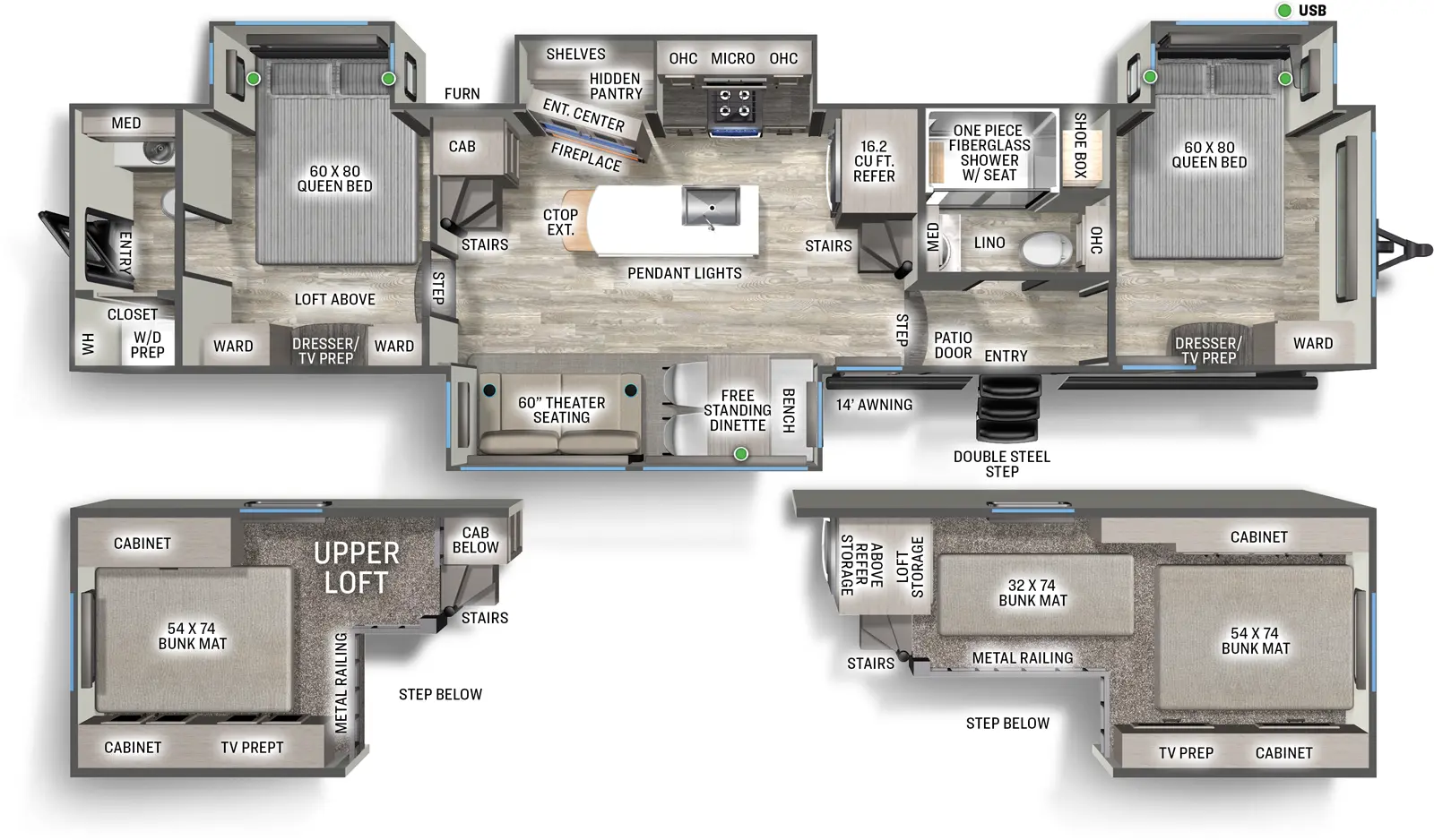 Sierra Destination 40DUPLEX Floorplan